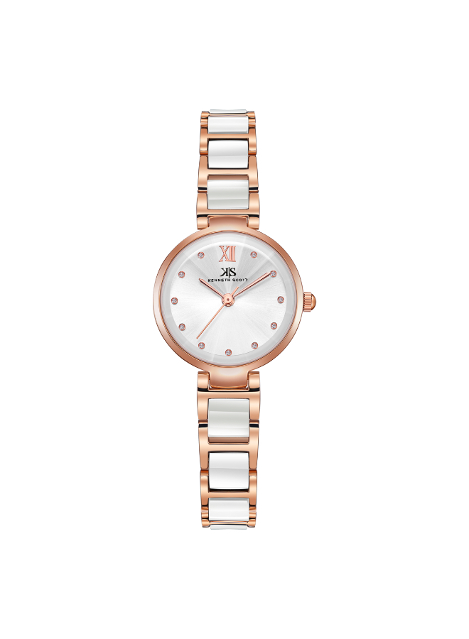 Kenneth Scott Women's Analog White Dial Watch - K22531-KCWW