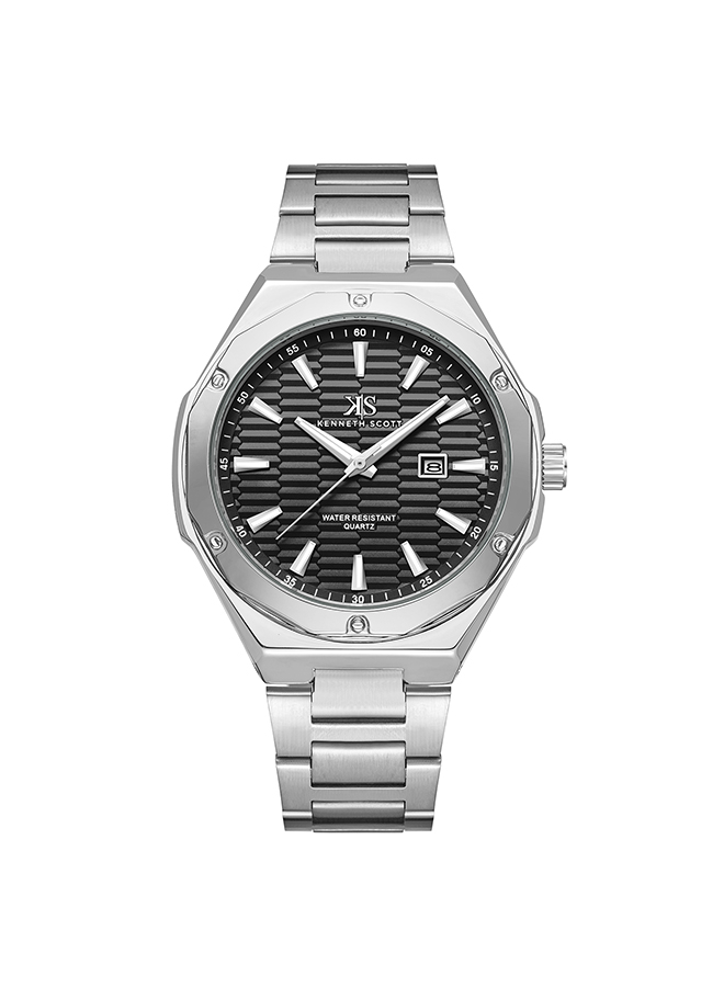 Kenneth Scott Men's Analog Black Dial Watch - K23026-SBSB