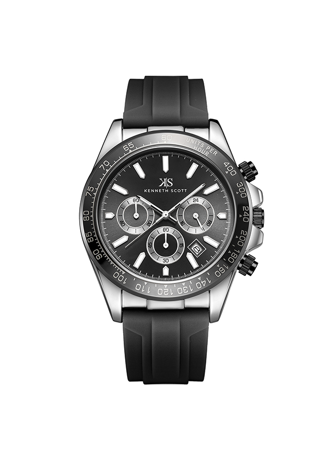 Kenneth Scott Men's Chrono & Multi Function Black Dial Watch - K23149-SSBB