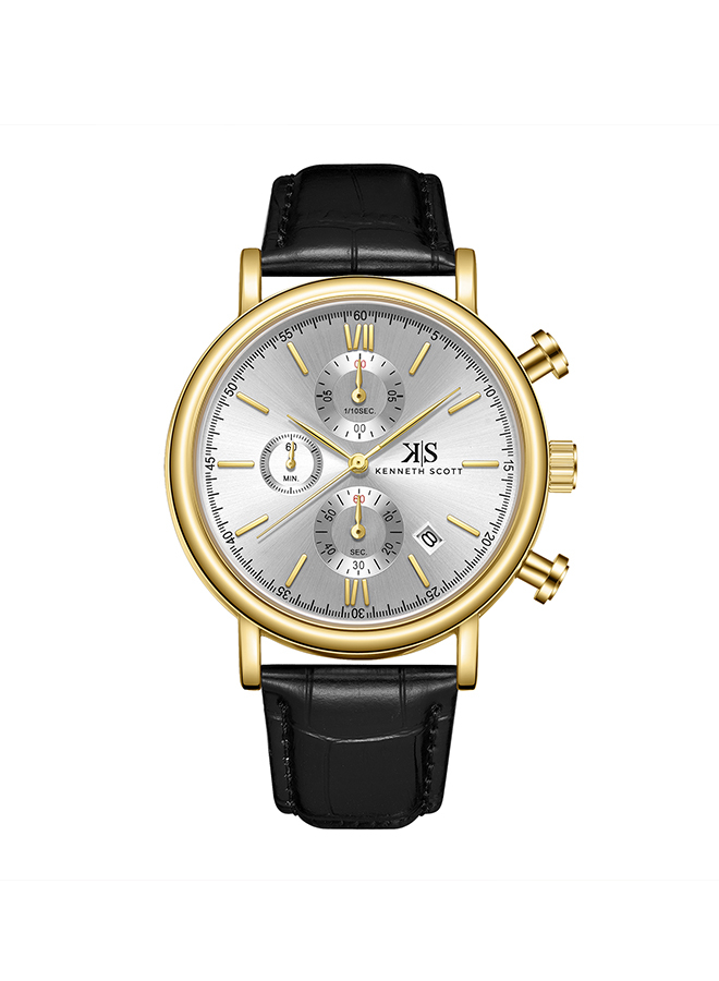 Kenneth Scott Men's Chrono & Multi Function White Dial Watch - K23151-GLBW
