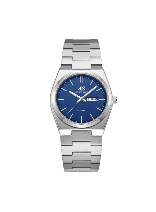 Kenneth Scott Men's Analog Blue Dial Watch - K24011-SBSN