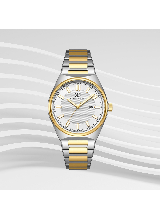 Kenneth Scott Men's Analog White Dial Watch - K24016-TBTW