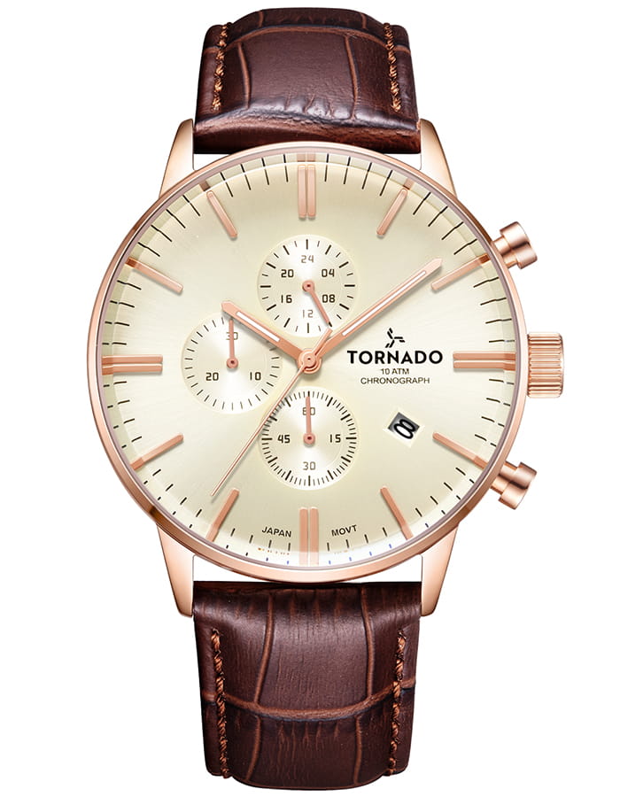 Tornado CELESTIA ELITE Men's Chronograph Beige Dial Watch - T6102-RLDI