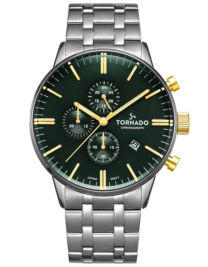 Tornado CELESTIA ELITE Men's Chronograph Green Dial Watch - T6102-SBSH