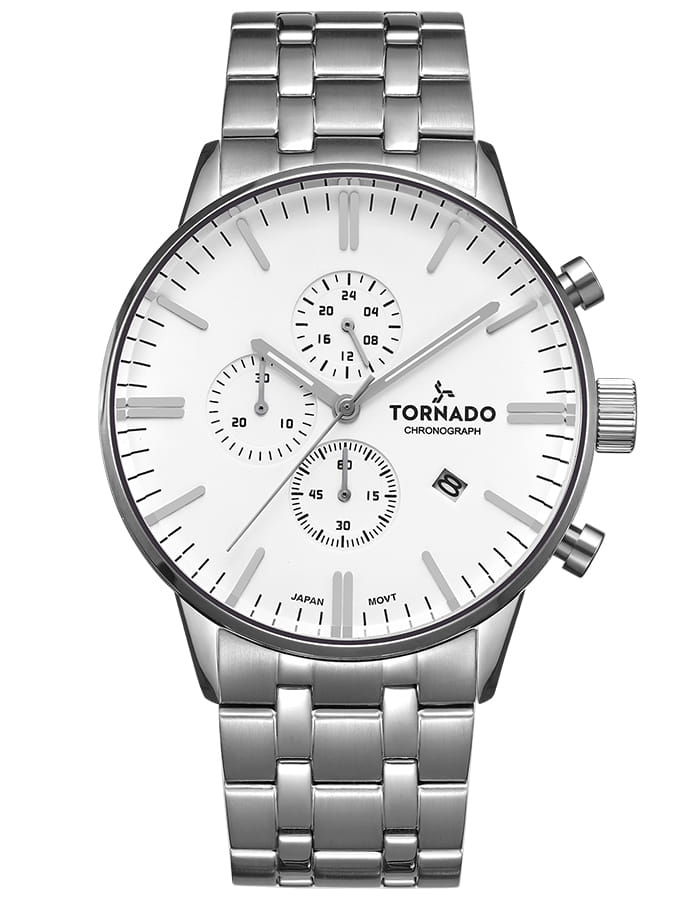 Tornado CELESTIA ELITE Men's Chronograph Silver Dial Watch - T6102-SBSS