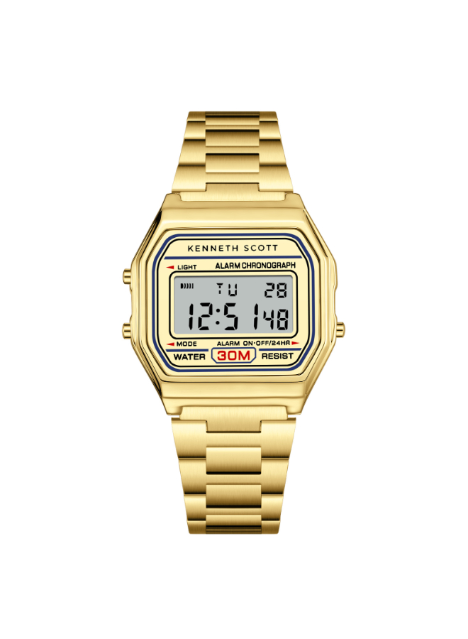 Kenneth Scott Ladies digital gold case Gold bracelet Champagne dial