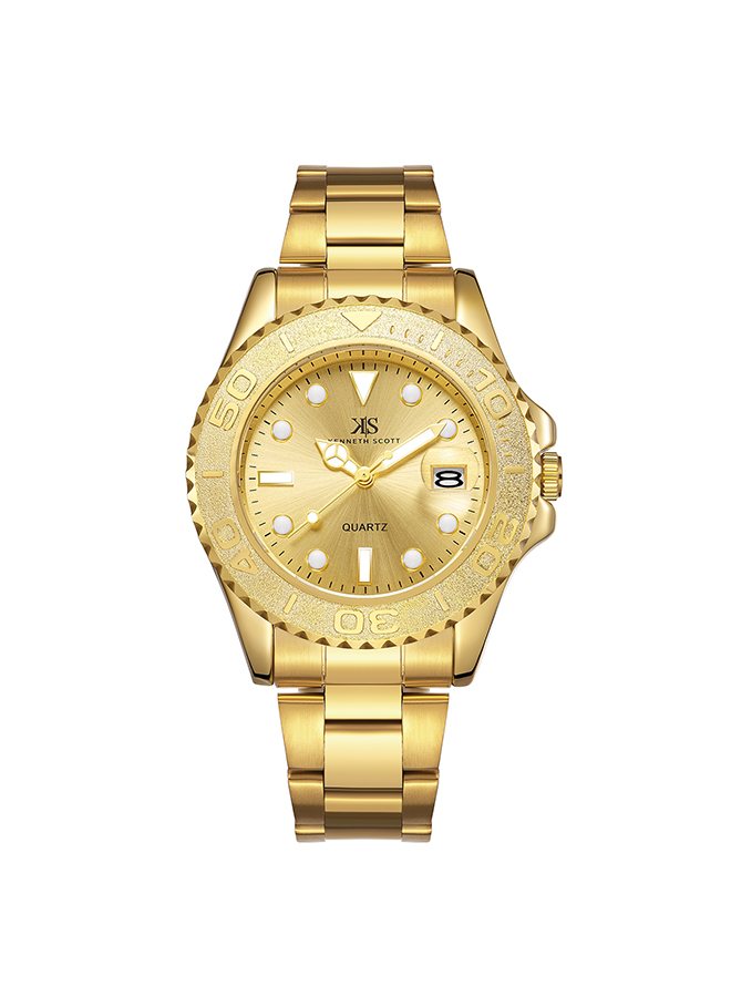 Kenneth Scott Men's Analog Champagne Dial Watch - K23022-GBGC