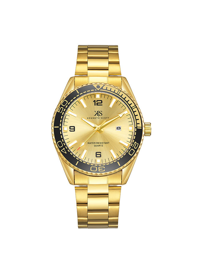 Kenneth Scott Men's Analog Champagne Dial Watch - K23024-GBGCB