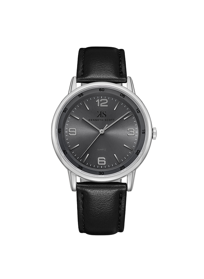 Kenneth Scott Men's Analog Grey Dial Watch - K23040-SLBX