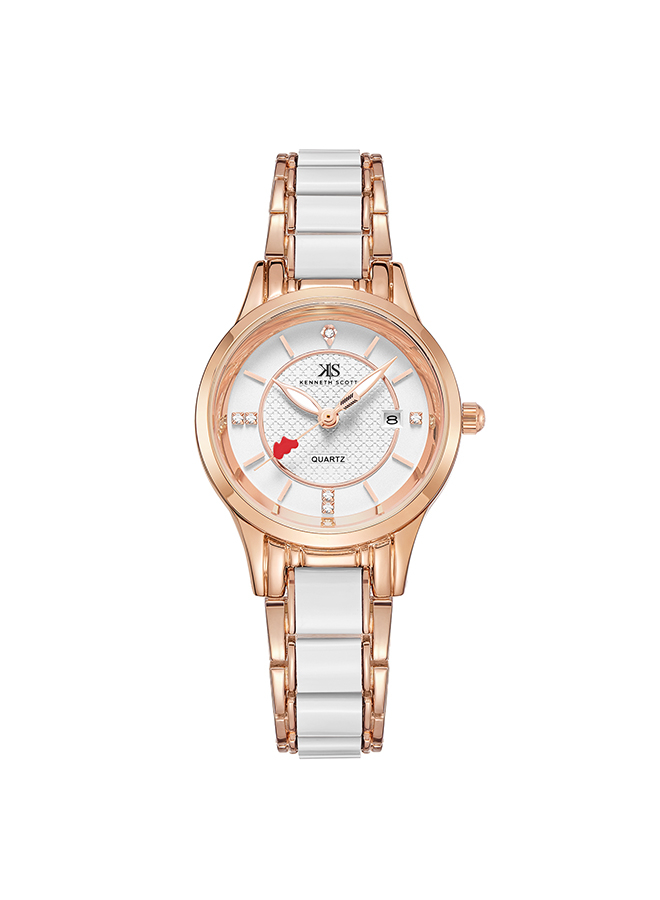 Kenneth Scott Women's Analog White Dial Watch - K23517-RCWW