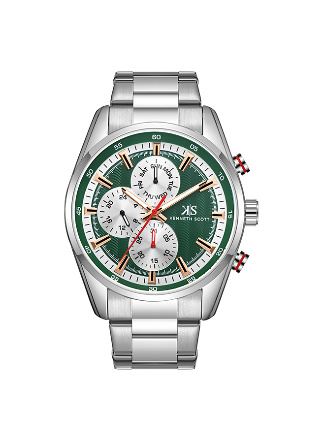 Kenneth Scott Men's Multi Function Green Dial Watch - K24117-SBSH