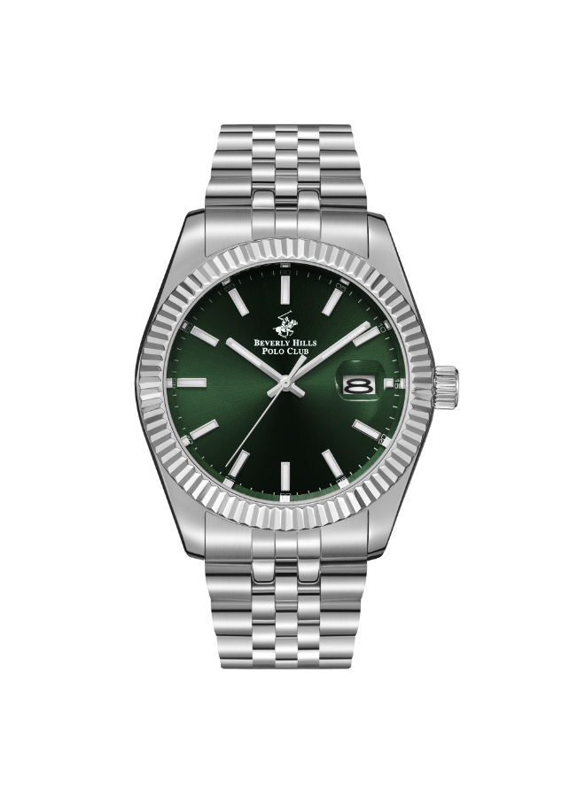 BHPC Gents 3H DATE Fn S.S Case S.S STEEL Band GREEN 5605C Dial
