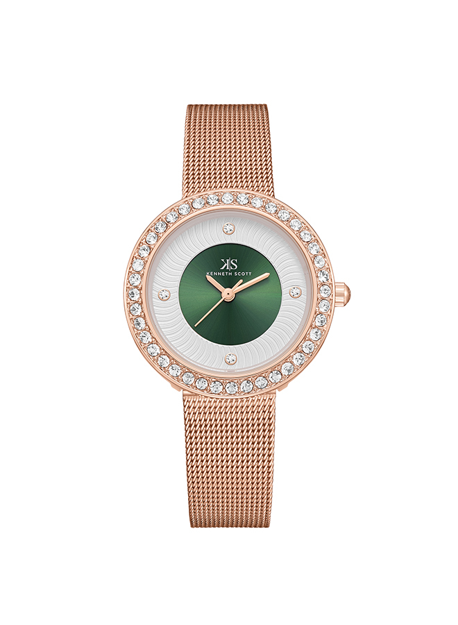 Kenneth Scott Women's Analog Green/White Dial Watch - K23535-RMKG