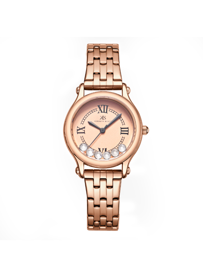 Kenneth Scott Women's Analog Rose gold Dial Watch - K25510-RBKK