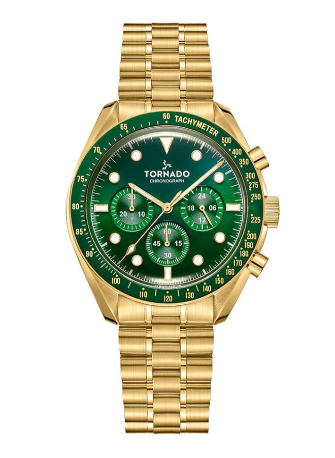 TORNADO COSMIC CHRONO Men's Chronograph Green Dial Watch - T22103-GBGH