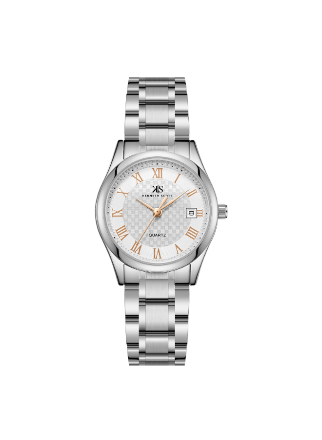 Kenneth Scott Women's Analog White Rose Gold Highlight Dial Watch - K25504-SBSWK