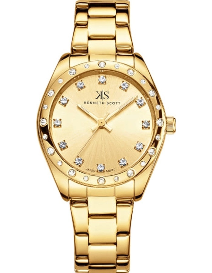 Kenneth Scott Women's Analog Gold Dial Watch - K24509-GBGC