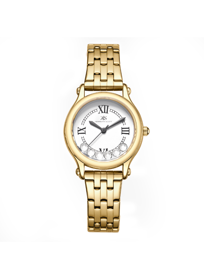 Kenneth Scott Women's Analog White Dial Watch - K25510-GBGW