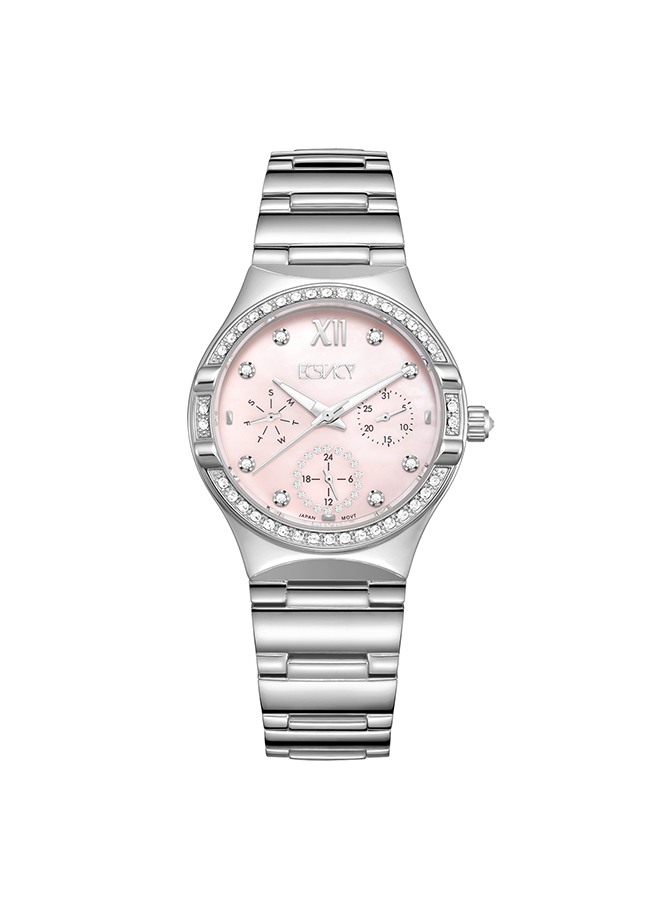 Ecstacy Women's Multi Function Pink Dial Watch - E23608-SBSMP