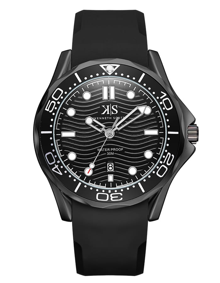 Kenneth Scott Men's Analog Black Dial Watch - K22009-BSBB