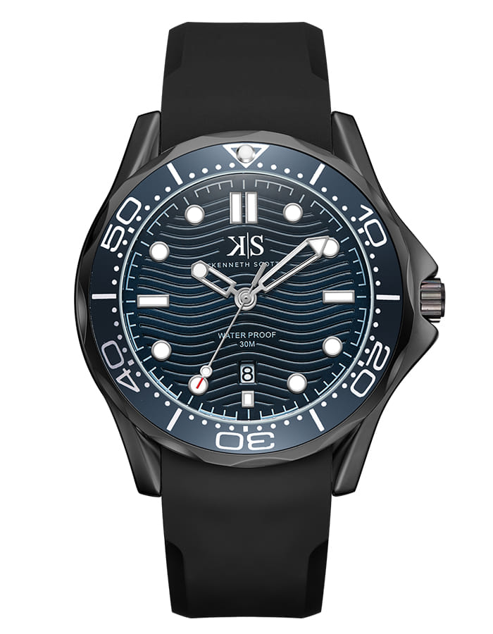 Kenneth Scott Men's Analog Dark Blue Dial Watch - K22009-BSBN