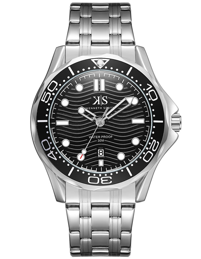 Kenneth Scott Men's Analog Black Dial Watch - K22009-SBSB