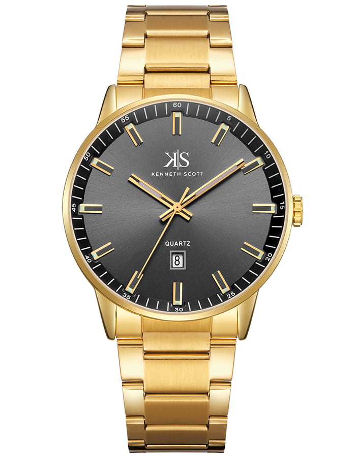 Kenneth Scott Men's Analog Black Dial Watch - K22010-GBGB