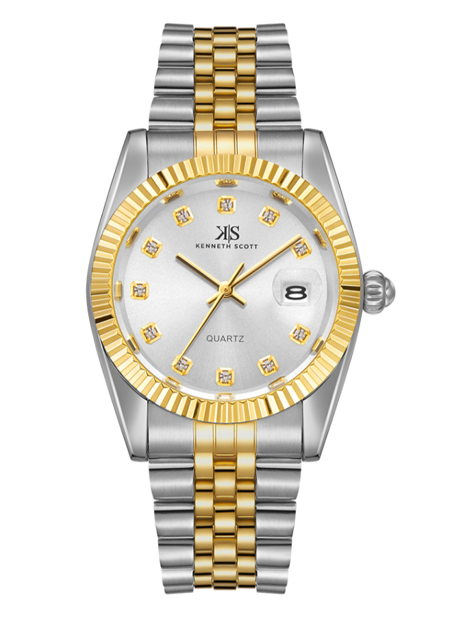 Kenneth Scott Men's Analog White Dial Watch - K22036-TBTW