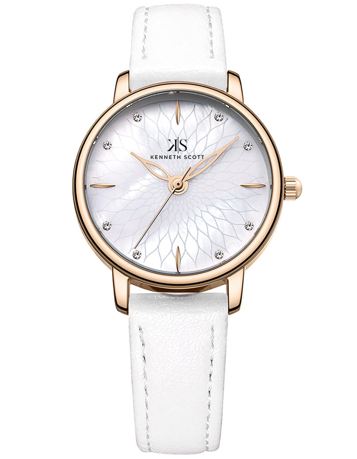 Kenneth Scott Women's Analog White Dial Watch - K22524-KLWM