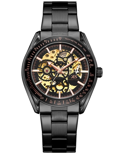 [K22312-BBBB] Kenneth Scott Men's Mechanical Black Dial Watch - K22312-BBBB