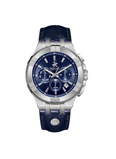 [BP3803X.399] BHPC Gents  MULTIFUNCTION Fn S.S Case BLUE LEATHER Band BLUE  Dial