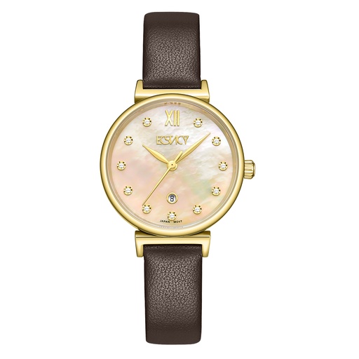 [E25507-GLDMC] ECSTACY Women GL12 Fn MOP Champagne Dial E25507-GLDMC