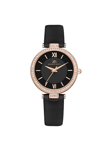 [K23539-RLBB] Kenneth Scott Women's Analog Black Dial Watch - K23539-RLBB