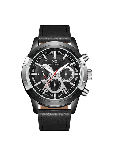 [K24121-BLBB] Kenneth Scott Men's Analog Black Dial Watch - K24121-BLBB