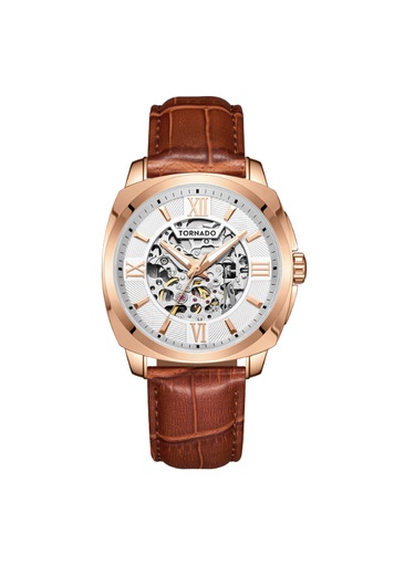 [T7316-RLDW] TORNADO AUTONOVA Men's 8N24 Movement Watch, Automatic Display and Stainless Steel Strap - T7316-RLDW, Dark Brown