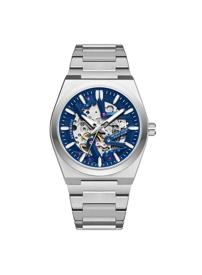 [BP3731X.390] BEVERLY HILLS POLO CLUB Men's Automatic Skeleton Dark Blue Dial Watch - BP3731X.390