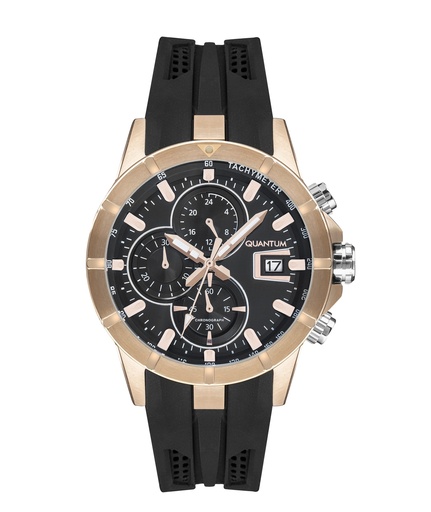 [HNG893.451] QUANTUM Men's Chronograph Black Dial Watch - HNG893.451